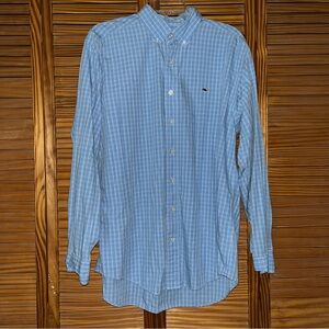 Vineyard Vines Cotton‎ Whale Long Sleeve Button Down Blue Yellow Plaid Shirt Med